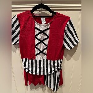 A WISH COME TRUE Large Child Black White Striped Shirt Red Vest Pirate C…